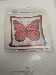 Columbia Minerva #2459 "Monarch Butterfly" Needlepoint Pillow Kit Margot Johnson