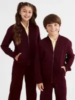 School Assembly Kids School Fleece Zip Jacket, Maroon, Size 14