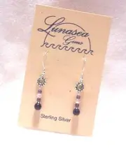 LUNASEA TREASURES AMETHYST GEMSTONE CRYSTAL RING STERLING SILVER EARRING PETITE