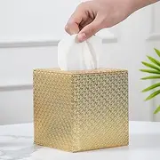 Gold Tissue Box Cover - Square Tissue Box Holder for Bathroom Accessories