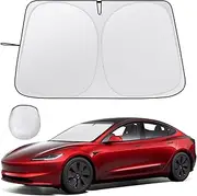 Upgraded Sunshade for Tesla Model 3 Highland 2024 Windshield, UV Protection Window Sun Blocker for Model Y, Foldable Front Sun Shade Full Cover, Car Accessories for Tesla Model 3/Y 2016~2024 (Silver)