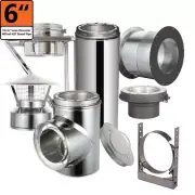 Allfuel Chimney Pipe 6"Dx12"L Double Wall Twist Lock Starter Kit Stainless Steel