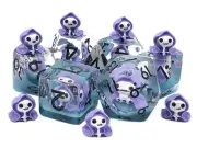 Old School 7 Piece DnD RPG Dice Set: Infused - Ghost - Purple