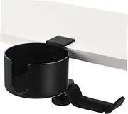 Alipis Adjustable Headset Hanger with Cup Holder Under Desk Storage Rack for Headphones Controllers Remotes Space Saving Design for Gaming Office Use Clamp Stand