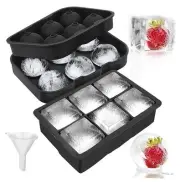 Ice Cube Trays Ice Ball Maker with Lids 2 Pack, 6 Ice Ball+6 Square Ice
