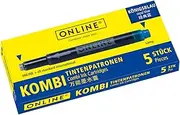 ONLINE 17036/12 Combi Ink Cartridge, ink colour royal blue, 1 package à 5 cartridges, for standard fountain pens and rollerballs