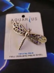 Aquarius Design Dragonfly Brooch Pin Jewellery New Zealand Paua Shell