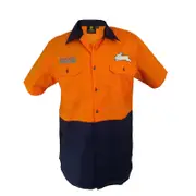 South Sydney Rabbitohs NRL Hi Vis Button up Work Shirt Orange