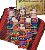 6 Cute Worry Dolls + 1 Free Guatemala Fabric Bag - Handmade Guatemala Worry Dolls - Set - Guatemalan - Guatamalen