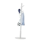 Standing Coat Rack Coat Stand with 8 Hooks and 3 Height White Round base