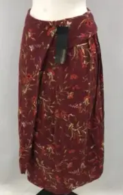 BALENCIAGA Wrap Skirt Burgundy Floral Patterned Midi Length Size UK 8 Brand New