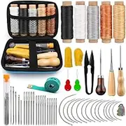 AIMALL Hand-Stitched Leather DIY Tool Kit, 5 Waxed Threads in Assorted Colors, Portable Compact Storage Case, Perfect for Handmade Leather Goods and Craft Projects