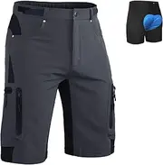 [Ally] Mens MTB Mountain Bike Short Bicycle Cycling Biking Riding Shorts Cycle Wear Relaxed Loose-fit, Dark Grey, L