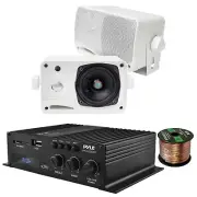 Pyle PFA220BT 2-Channel Bluetooth Amplifier System, 2x 3.5'' 200W White Speakers