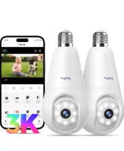 2 Pack 3K Light Bulb Security Cameras Wireless Outdoor-2.4GHz for Home Security