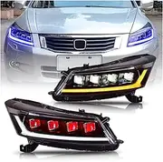 Headlights Demon Eyes Led Headlamps Projector Start-up Animation With A Splash Of Blue Assembly Compatible With Accord 2008-2012