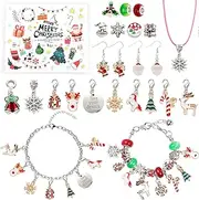 Hianjoo Christmas Jewellery Advent Calendar 2025, 24 Days of Christmas Countdown Calendar with DIY Charm Friendship Bracelets Making Kit, Xmas Gifts for Kids Girls Women, Silver