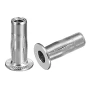 2pcs 1/4-20 Multi-Grip Rivet Nuts Pre-Bulbed Shank Flat Head Threaded Insert Nut