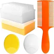 Cradle Cap Brush for Babies, Set of 5 Baby Bath Essentials with Bath Sponge Silicone Scrubber Long Handle Comb for Newborns Toddlers Boys Girls (Orange)