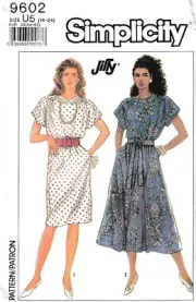 Simplicity Pattern 9608 c1990 Misses Jiffy Dress, Size 16-24, FF