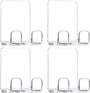 JWCE. Clear Adhesive Hooks for Shower Wall Shaver Holder Razor Holder Storage Holders for Phone, Bathtub Organizers and Storage Shower Hook Kitchen Organizer for Razor Plug Towel (Clear-4pcs)