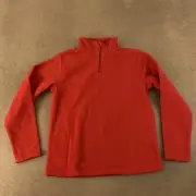 Lands End Little Kids Size 7 Red Lightweight Fleece Quarter Zip Pullover NWT