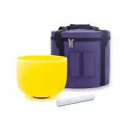 432Hz 10"E Note Solar Plexus Chakra Yellow Frosted Crystal Singing Bowl W/Case