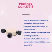 PEEK Tee for HPLC, 0.25 mm Bore, 5000 psi, ea. Eqt to Restek 27718, VICI JR-1030