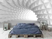 3D Architectural Gallery White Geometric Wall Mural Wallpaper 20