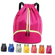 Drawstring Backpack Sports Gym Sackpack with Side Mesh Pockets Shoe