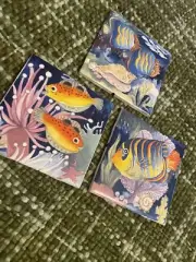 JEFFERY COURT 4.25" Decorative Fish Tiles 3 Patterns Sea Ocean Lot of 17 Y2K NOS