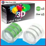 (3Green+3Clear) LabelTape Fit For Dymo 814580 Dymo 20008CP Label Makers