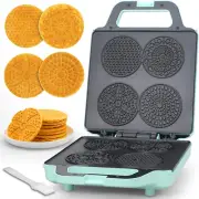 Baker’S Friend Pizzelle Maker Electric, 4 X 3.5” Pizzelle Waffle Cookies for Chr