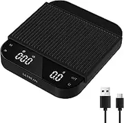 Ultrean Coffee Scale with Timer, 3kg/0.1g High Precision Drip Espresso Scale with Auto Tare, Rechargeable Kitchen Food Scale with Digital LED, Touch Sensor and Silicone Cover, 6 Units, Black