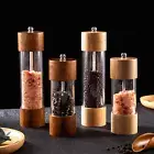 Wooden Salt and Pepper Grinder Set, Manual Salt and Pepper Mills with Acrylic