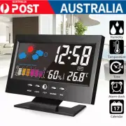 LED Digital Alarm Clock Snooze Calendar Thermometer Weather Station LCD Display
