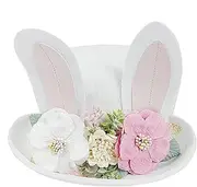[Generic] Easter Hats For Adults - Bunny Ears Show Hat With Flowers - Stylish Soft Party Headdress, Carnival Headwear, Role Play Accessories For Halloween