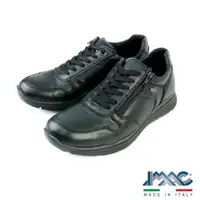 在飛比找momo購物網優惠-【IMAC】IMAC-TEX皮質防水側拉鍊綁帶休閒鞋 黑色(