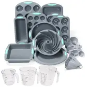 30 in 1 Silicone Baking Set - 10 Silicone Baking Cake Pan, Baking Sheet, Donu...