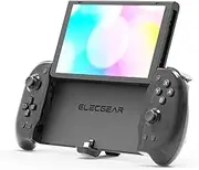 ElecGear Extended Grip Controller for Switch and OLED, Handheld Grip Controller with Left Right Joy Con Split Pads, Dual Motor and Motion Sensor, Turbo and Custom Button and Game Card Storage