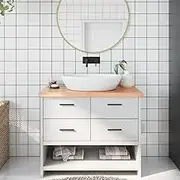 Bathroom Countertop Light Brown 100x50x4 cm Treated Solid Wood Vanity Sink Top