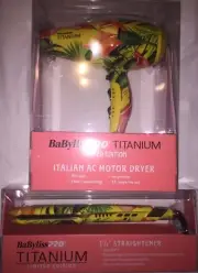 BaByliss Pro Titanium Limited Edition Hair Dryer & 1 1/2” Straightener Set