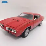 REPLIKA 壓鑄汽車龐蒂亞克 GTO 1969 年汽車 WELLY 微型汽車 1:24 比例複製品兒童玩具車