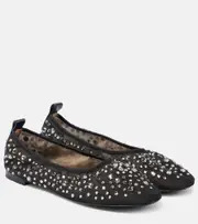 [Tory Burch] Tory Burch Crystal-embellished mesh ballet flats UK 2.5 black