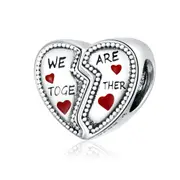 Silver plating Heart Shape Beads for Women Jewelry Charm Bracelet