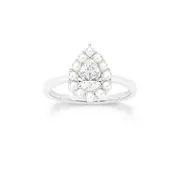 Silver Pear Cz & Shell Pearl Halo Ring Size O in White