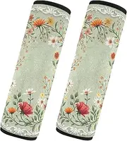 GAIREG Flower Green Car Seat Belt Straps Covers Purse Strap Comfort Pad Strap Covers for Carseats