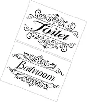 SOPOTUTU 2Pcs Decorative Decal Toilet Door Sign Adhesive Stickers for Humorous Bathroom Decor Easy Application Elegant Design for Home and Public Restrooms