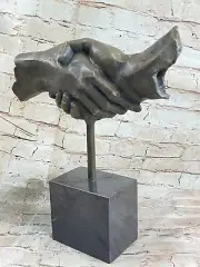 Handshake Friendship Surreal Abstract Bronze Statue Sculpture Marble Base Dali