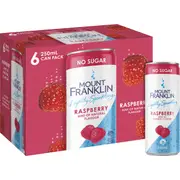 Mount Franklin Lightly Sparkling Water Raspberry Cans 250mL x 6 pack